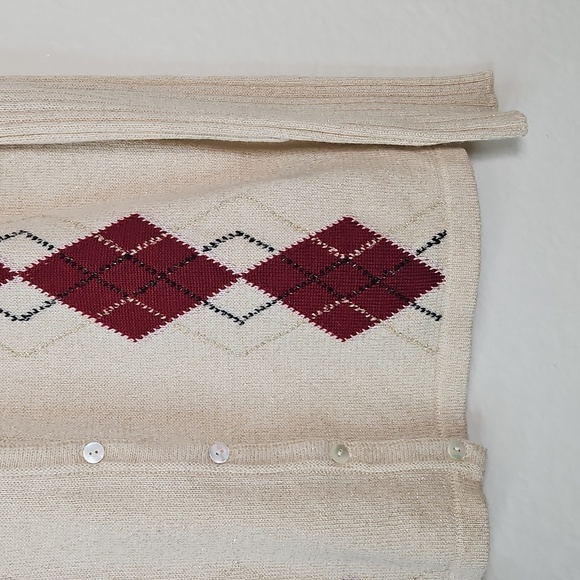 Pierri New York Cream and Burgundy Argyle Cardigan - Picture 11 of 11